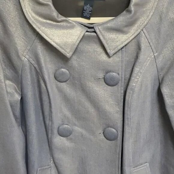 INC Metallic Gold Retro Swing Trench Coat - Size Large - Picture 2 of 7